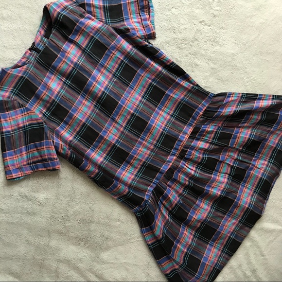 ASOS Dresses & Skirts - ASOS Drop Waist Dress Black Gingham Plaid Check